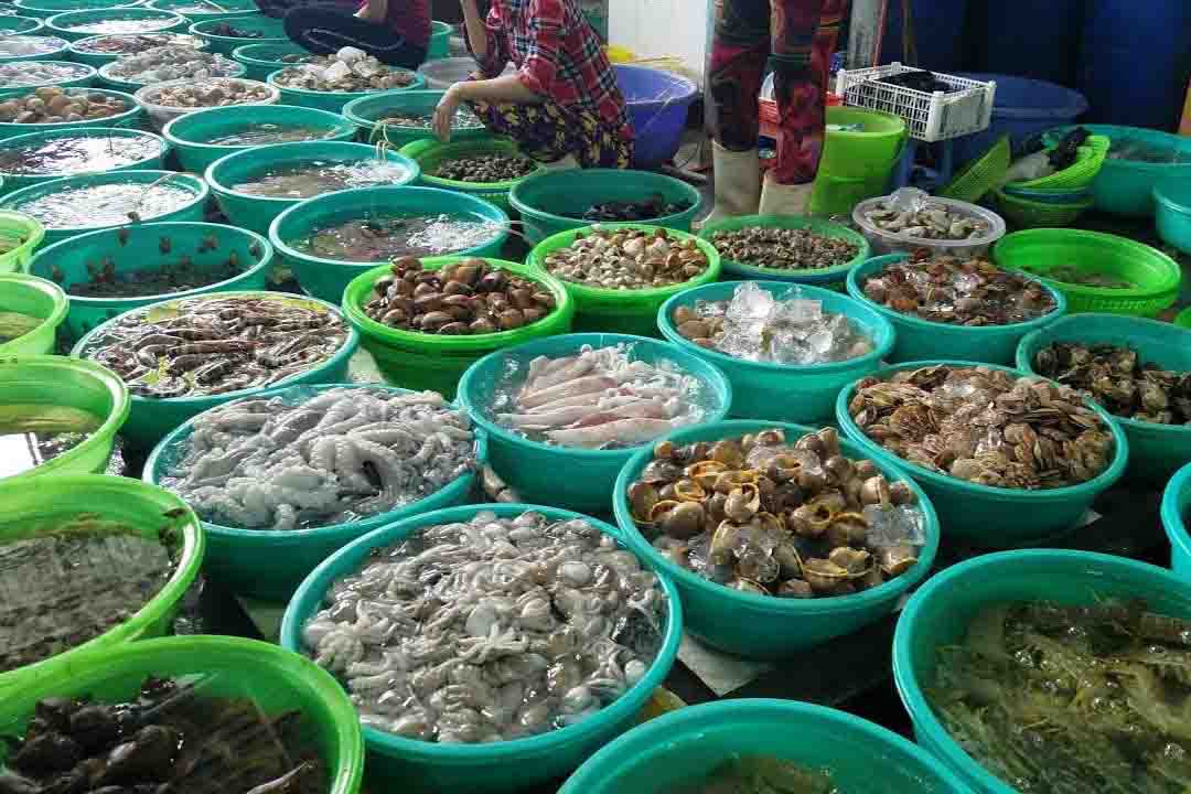 Hải sản tươi sống chợ Long Hải