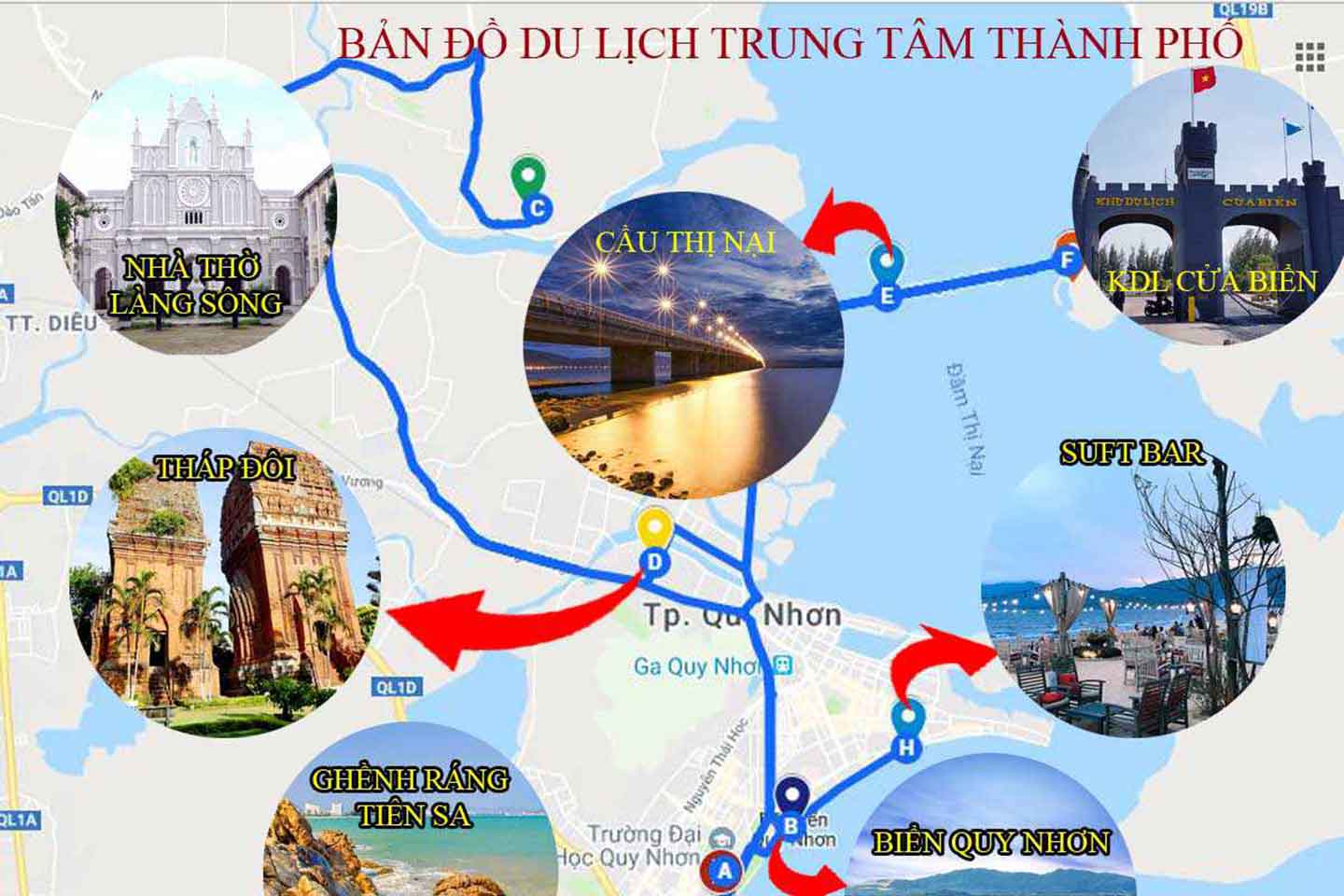 Bản đồ du lịch thành phố Quy Nhơn
