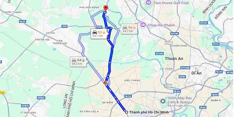 Thời gian di chuyển từ Tp. HCM đến Làng trái cây Bình Mỹ khoảng 60 phút